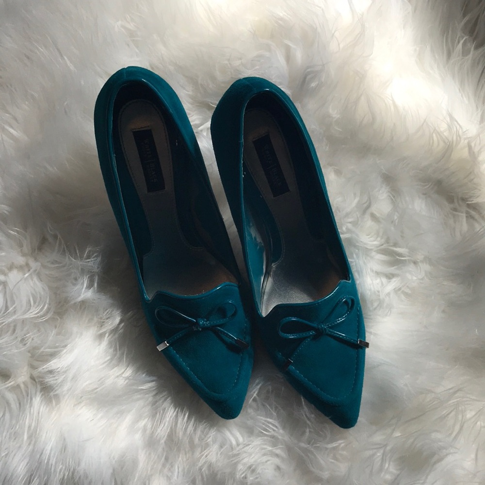 WHBM Maddison lotus suede heels size 10